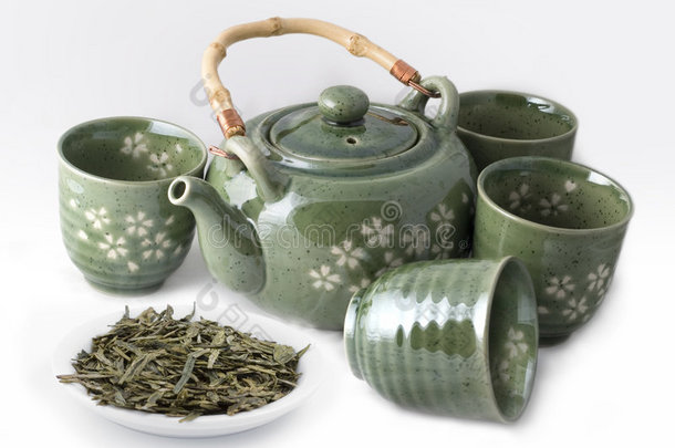 茶杯绿茶茶壶