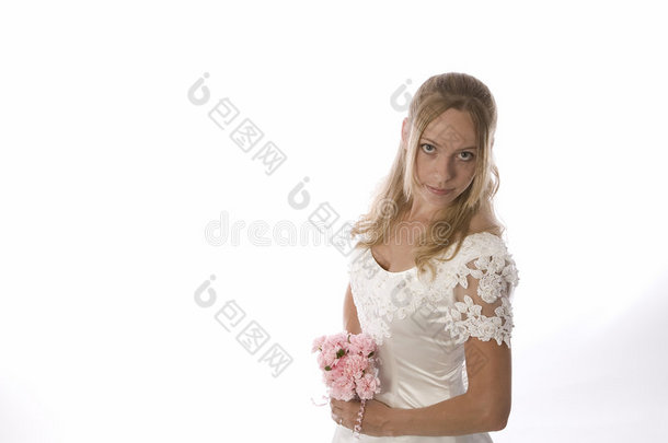 新娘肖像，粉色花束