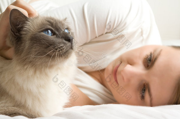 蓝眼猫与女人