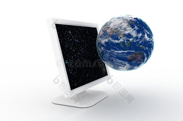 电脑显示器跳出地球仪