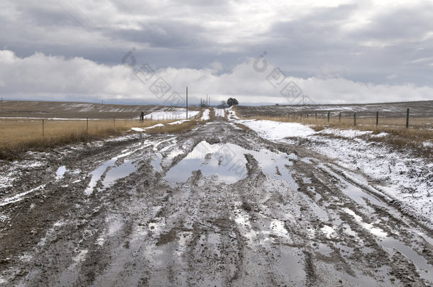 <strong>风雨交加</strong>的泥泞乡村道路