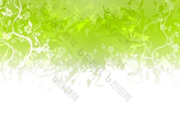 绿色花卉纹理边框