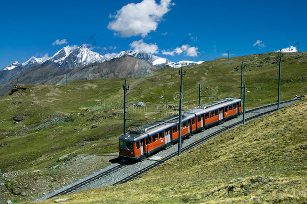 gornergrat开往zermatt的列车