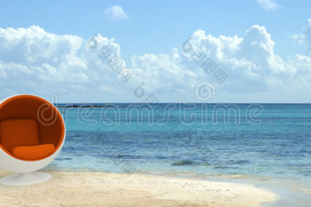 热带海滩的设计师座位