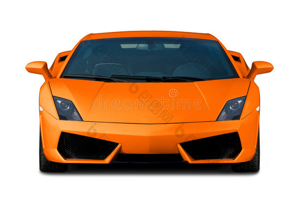 橙色超级跑车。正视图。
