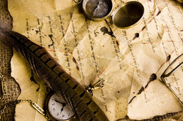 时钟与古代手稿