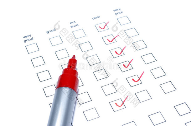 检查表申请填写客户调查标记测试检查表检查标记框红色标记营销市场调研销售