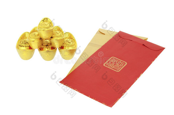 中国农历新年红包和金锭
