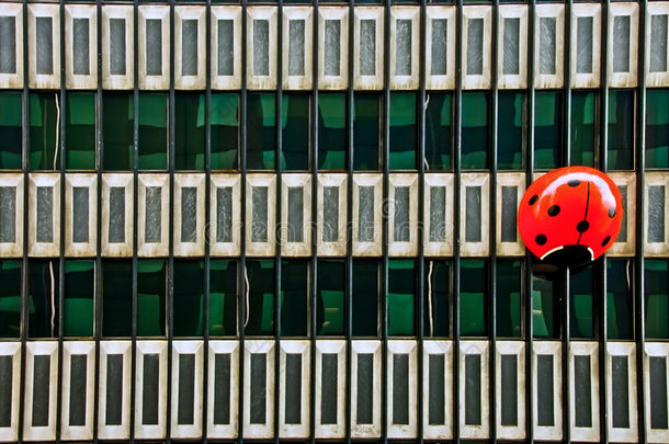 建筑物正面的巨大红色瓢虫
