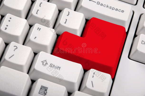 带大红色按钮的键盘