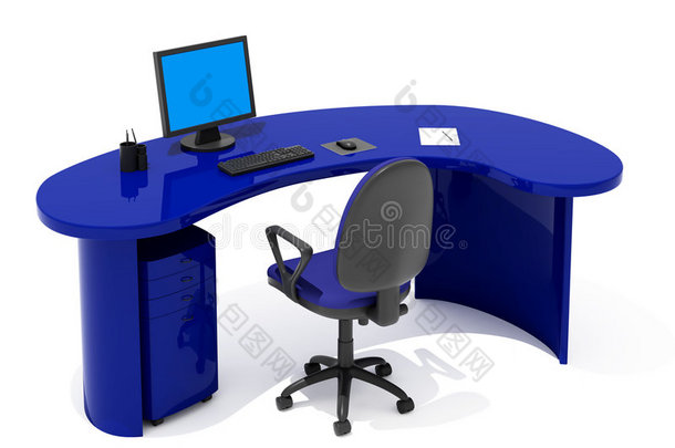 蓝色办公家具