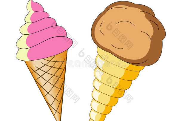 五颜六色的奶油冰淇淋