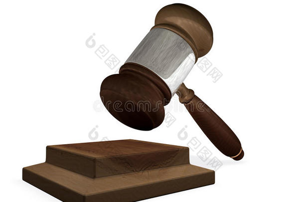 三维渲染裁判官木槌和木块