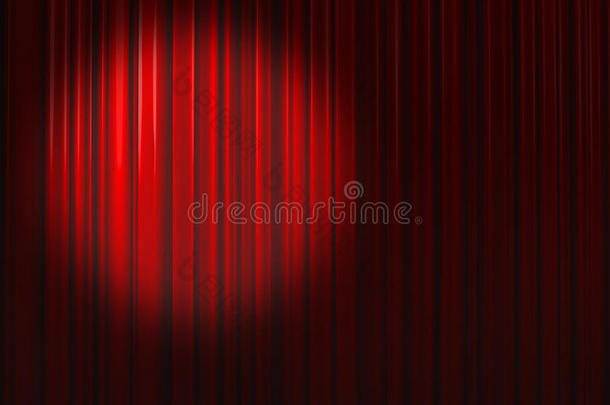 深红色窗帘，留有小斑点
