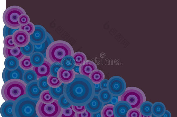 深紫色背景上的紫色和蓝色圆圈