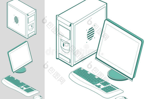 带<strong>机箱</strong>、键盘、鼠标和显示器的计算机