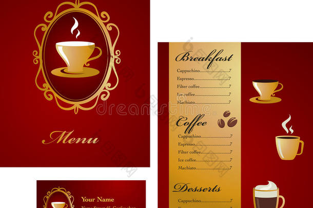 菜单和名片模板设计-咖啡