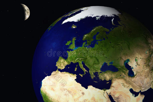 从太空看三维地球和月球