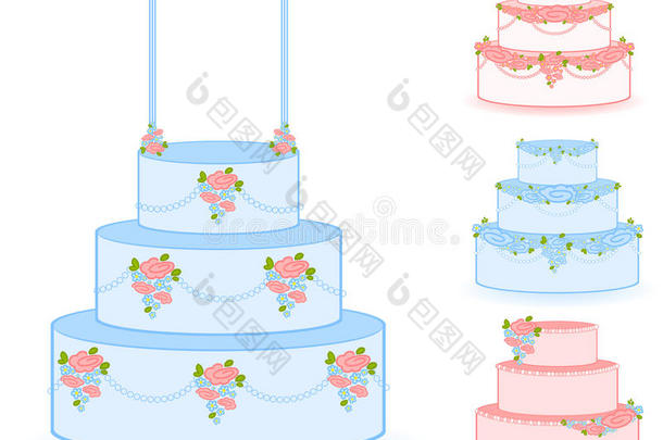 蓝色甜美的结婚蛋糕