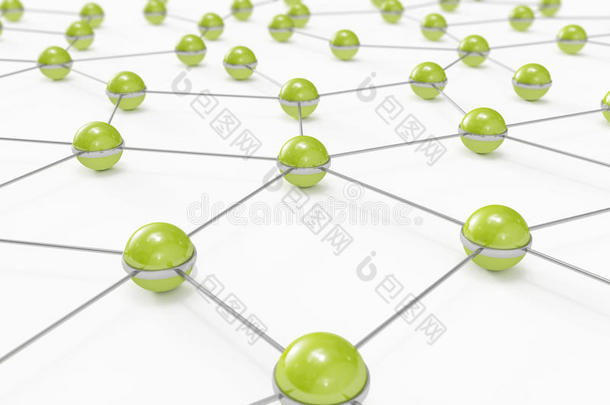 由相连的绿球构成的抽象网络