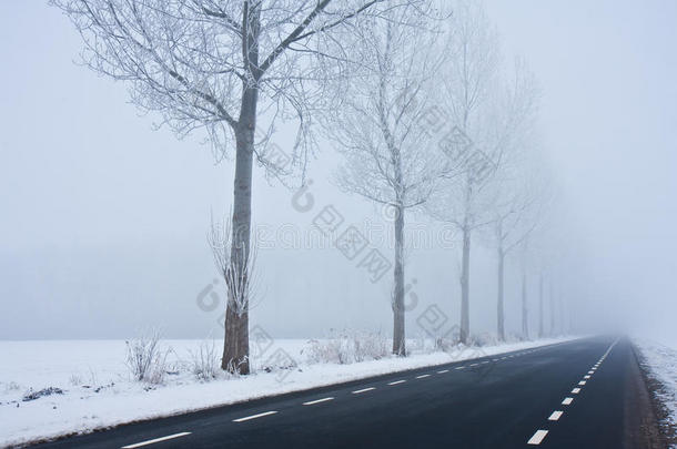 沥青路面在冬季<strong>雾霾</strong>中消失