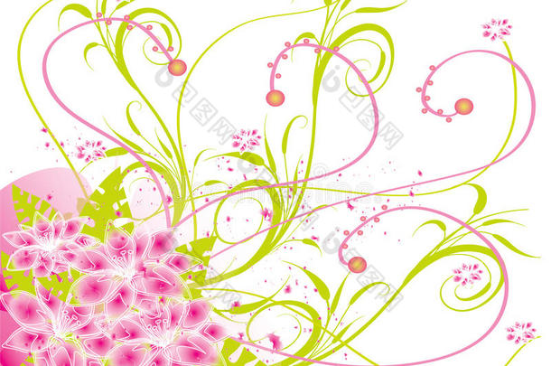 抽象花朵插画花朵春天粉色g
