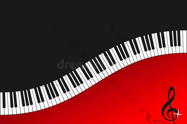 钢琴键盘红色背景