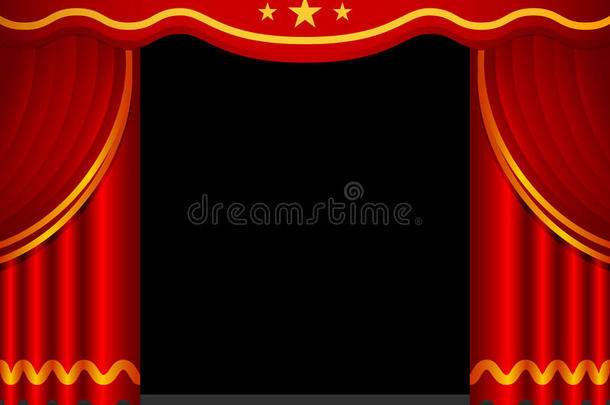 红色窗帘的舞台背景