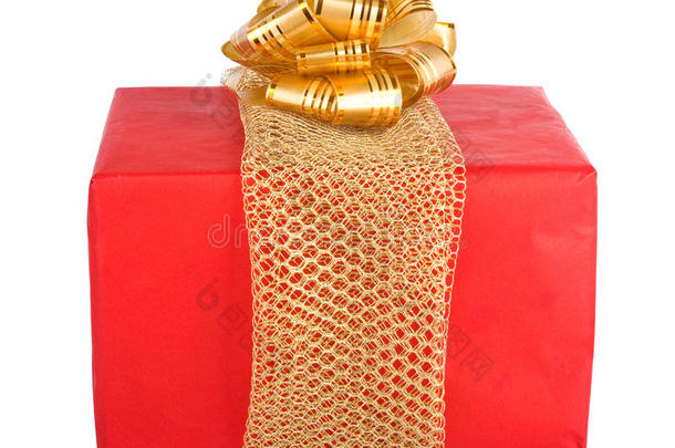彩带装饰的节日礼品盒