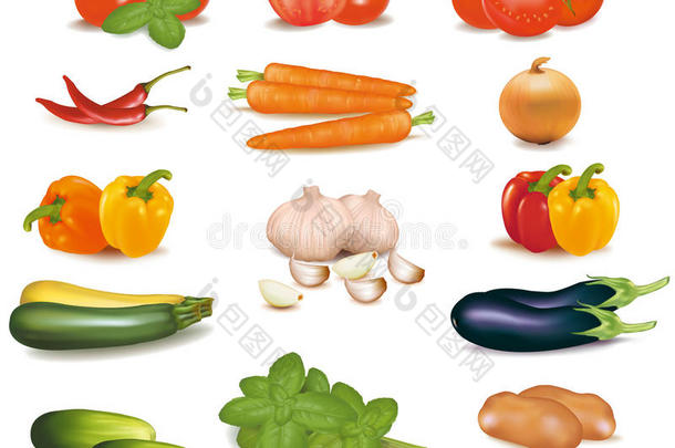 一大群五颜六色的蔬菜。