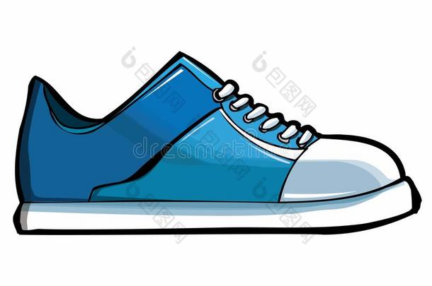 蓝色运动鞋或运动鞋