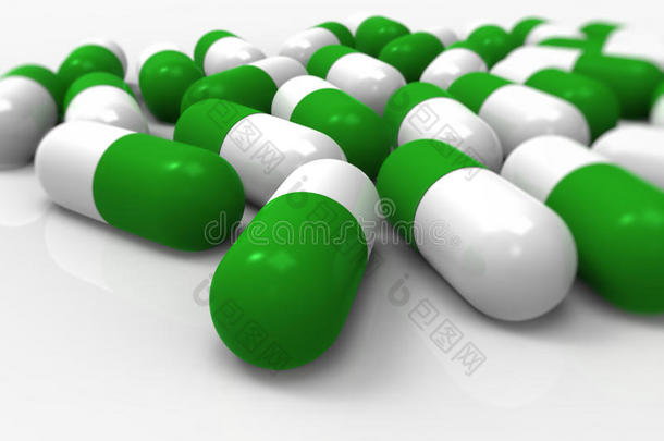 绿色胶囊，医药，药丸，医药，药品