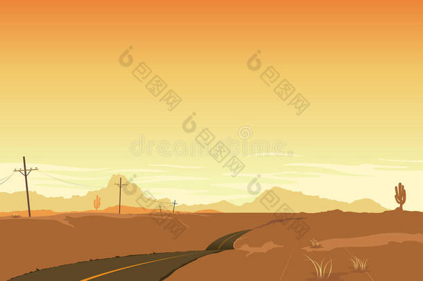 夏季沙漠景观海报背景