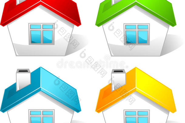 彩色房屋图标