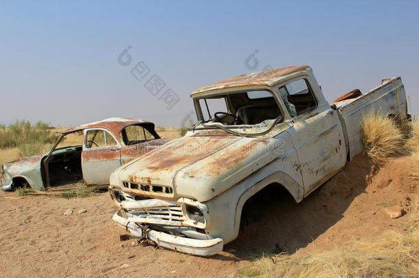 纳米布沙漠最后一站生锈的汽车残骸