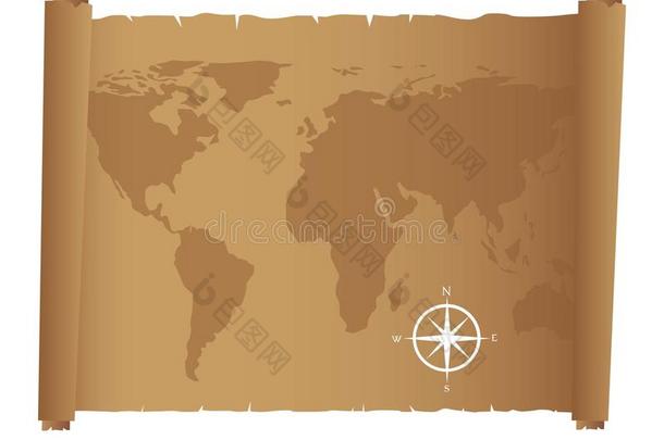 旧纸上的世界地图