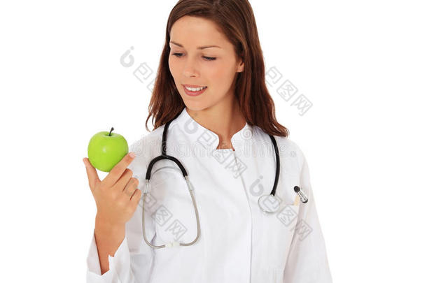 美女医生看青苹果