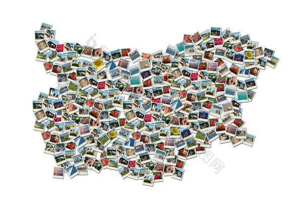 保加利亚地图-由<strong>旅游照片</strong>拼贴而成
