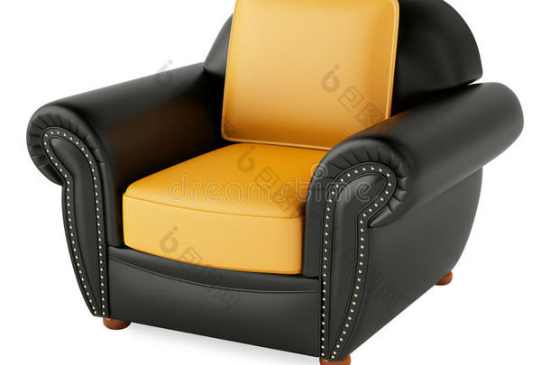 白色背景的3d黑色椅子