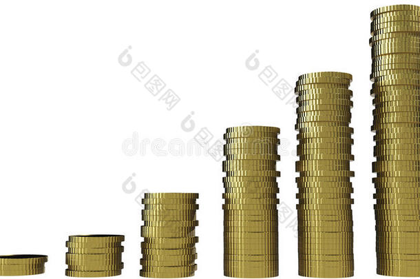 使用金币货币绘制图形的三维效果图。