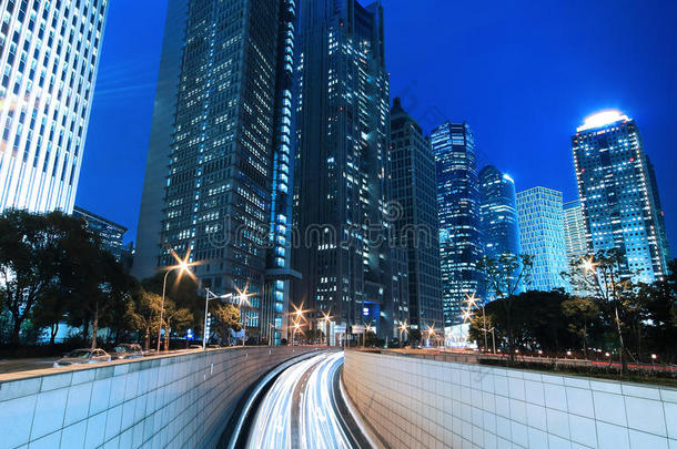 上海现代建筑光线背景之夜