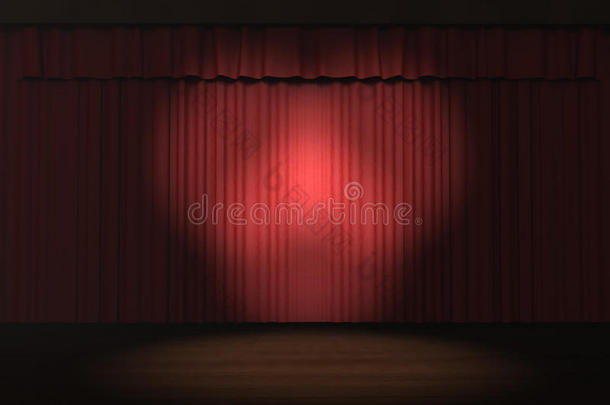 舞台幕布，舞台上有聚光灯
