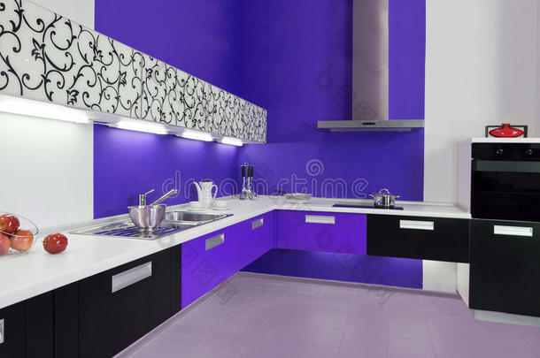 蓝白厨房现代室内设计