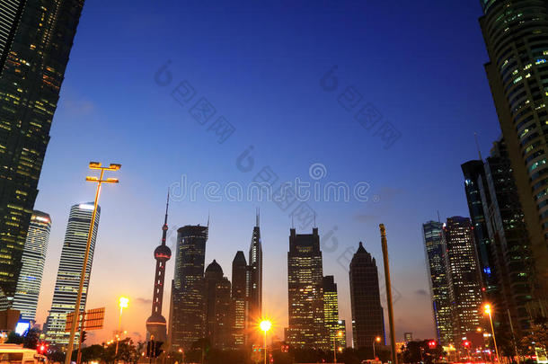 上海城市景观夜天际线