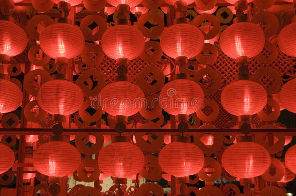 中国新年晚上的红灯笼