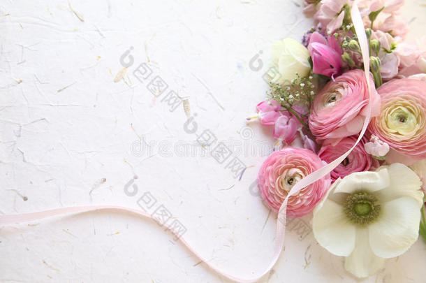 粉色和白色的春天鲜花