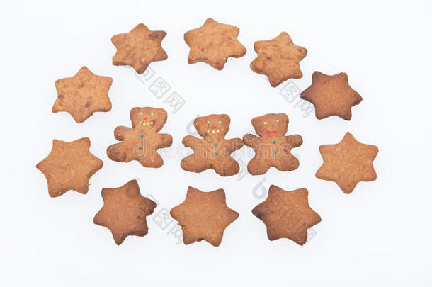 自制姜饼。树姜饼人和星星