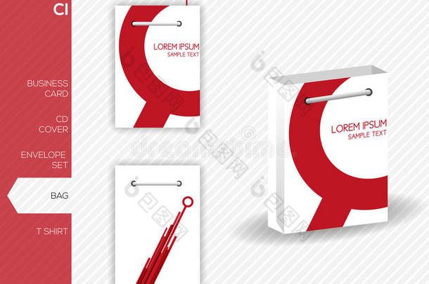 企业形象设计-抽象红色矢量袋