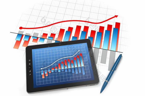 数字平板电脑与财务图表和图表