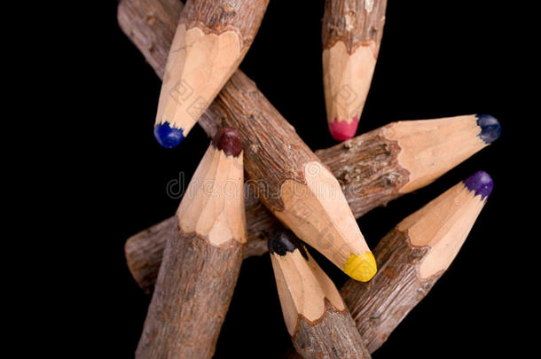 一束铅笔使<strong>树枝造型</strong>。关于黑色